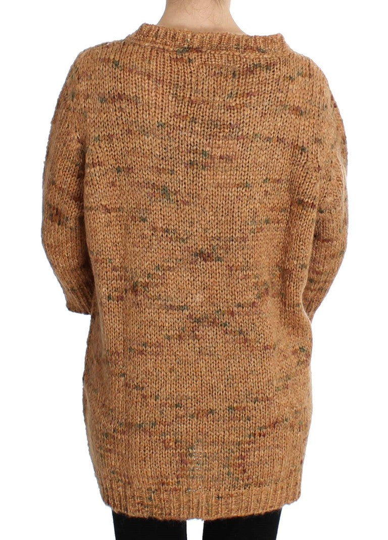 PINK MEMORIES Brauner Oversize-Strickpullover aus Wollmischung