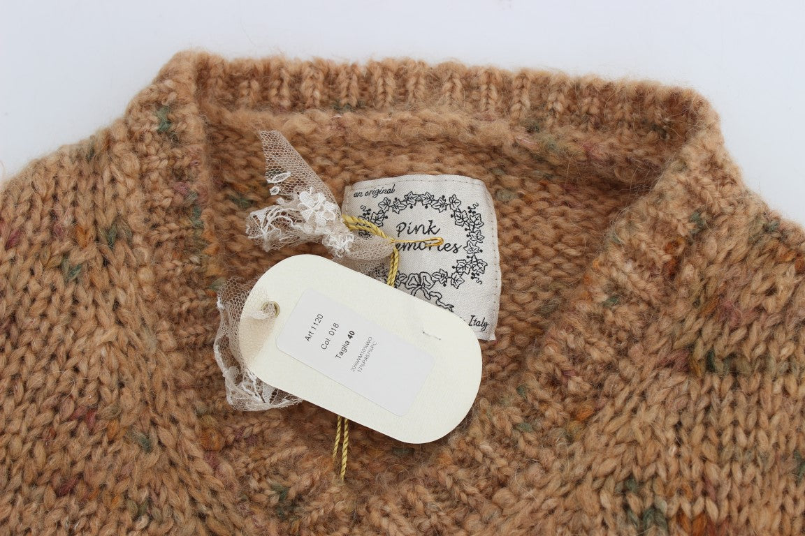 PINK MEMORIES Brauner Oversize-Strickpullover aus Wollmischung