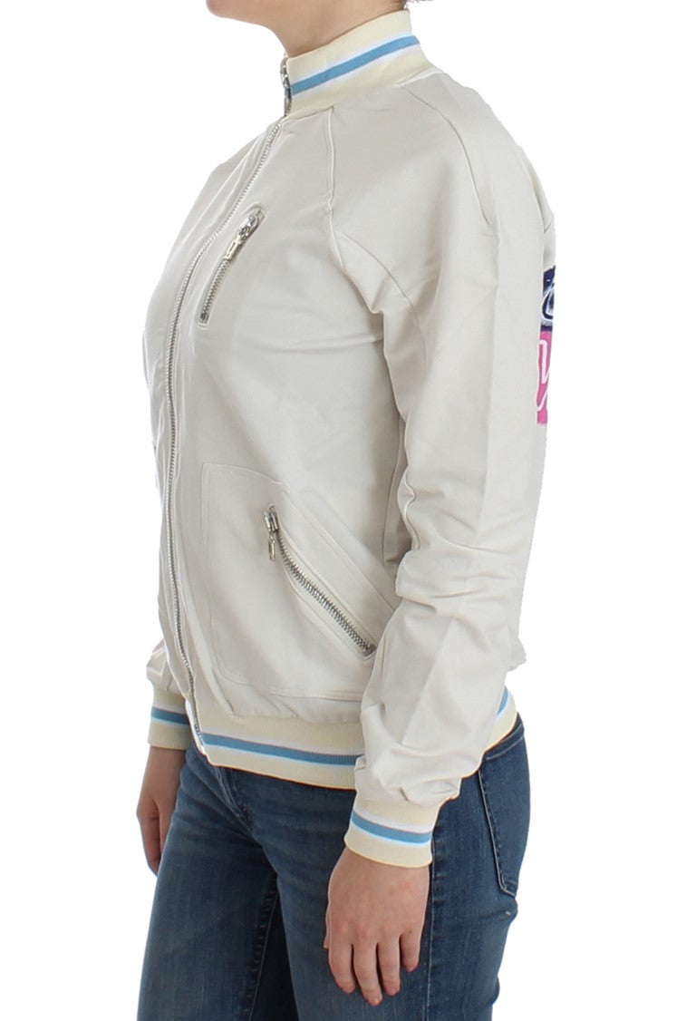 John Galliano – Weißer Strickjacken-Sweatshirt mit Reißverschluss