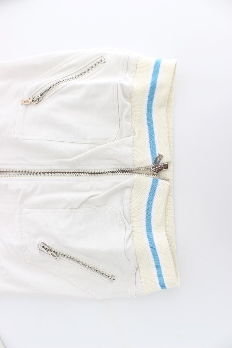John Galliano – Weißer Strickjacken-Sweatshirt mit Reißverschluss