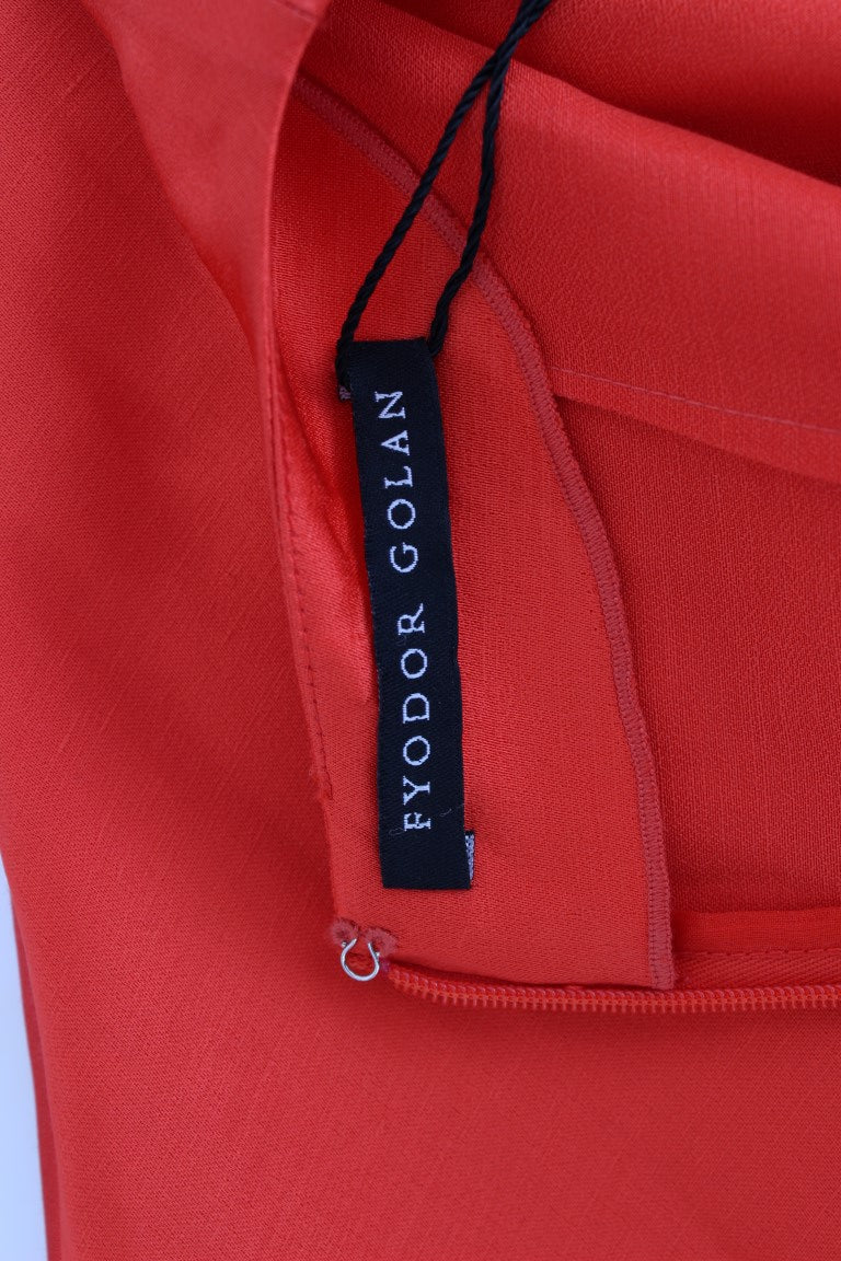 Fyodor Golan – Rotes Mini-Leinen-Etuikleid mit 3/4-Ärmeln