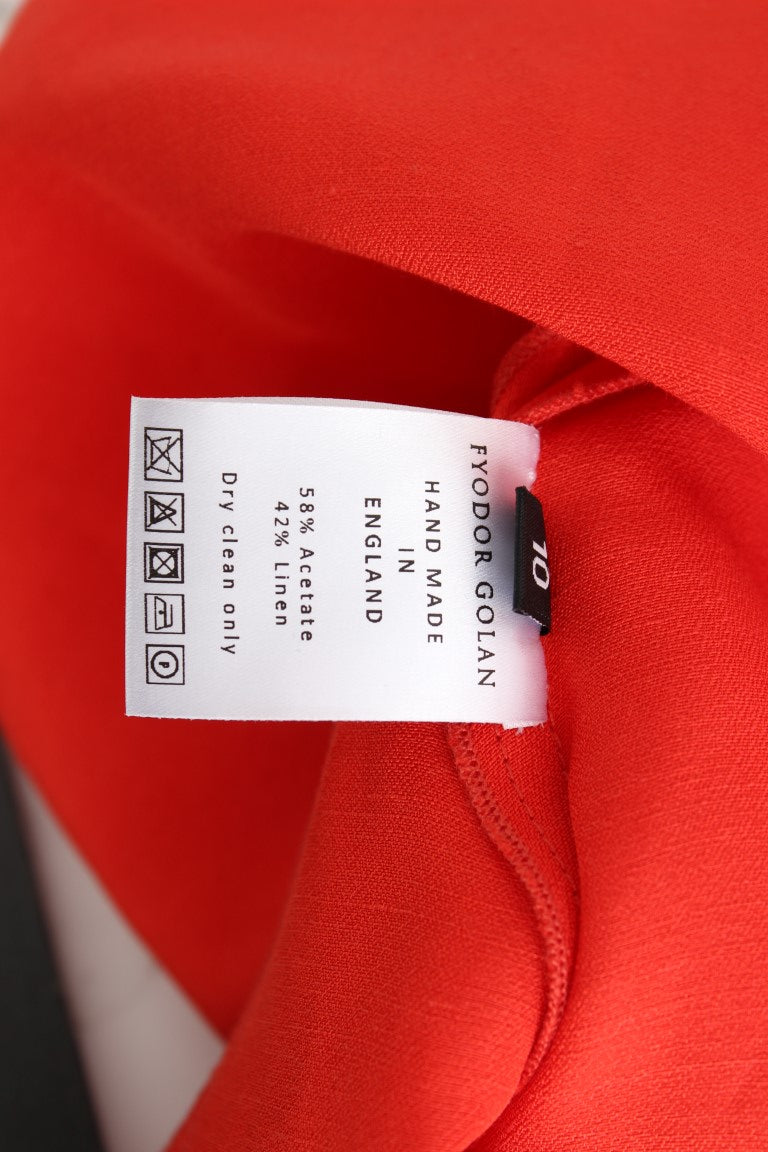 Fyodor Golan – Rotes Mini-Leinen-Etuikleid mit 3/4-Ärmeln
