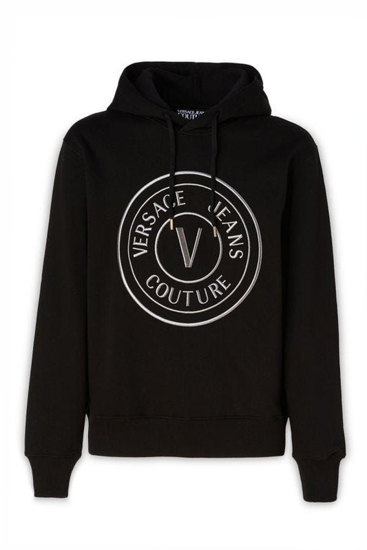 Versace Jeans – Umwerfendes schwarzes Baumwoll-Sweatshirt mit Kapuze
