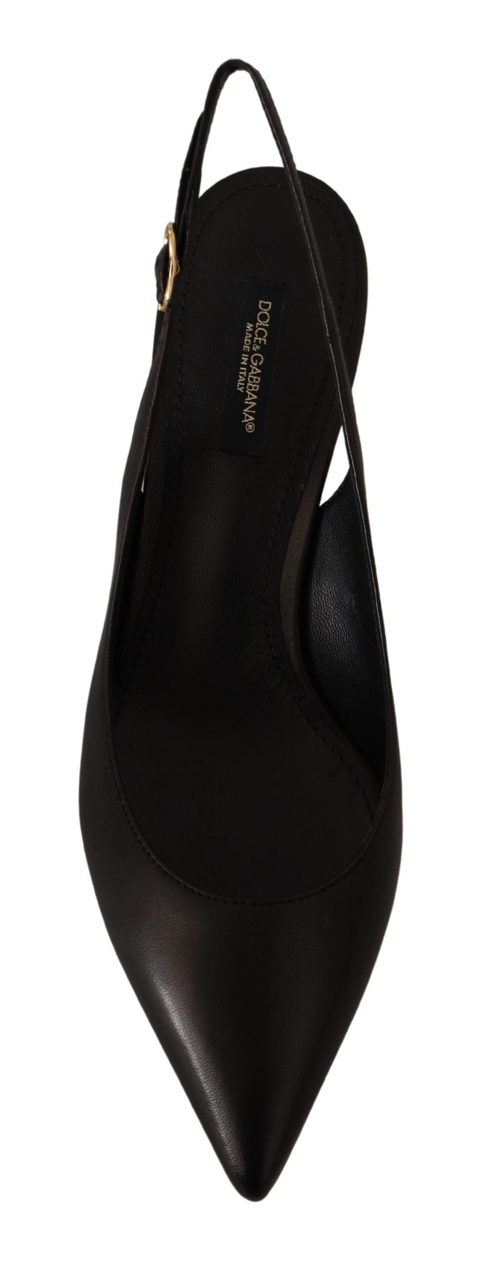 Dolce & Gabbana Schwarze Leder Slingbacks Heels Pumps Schuhe