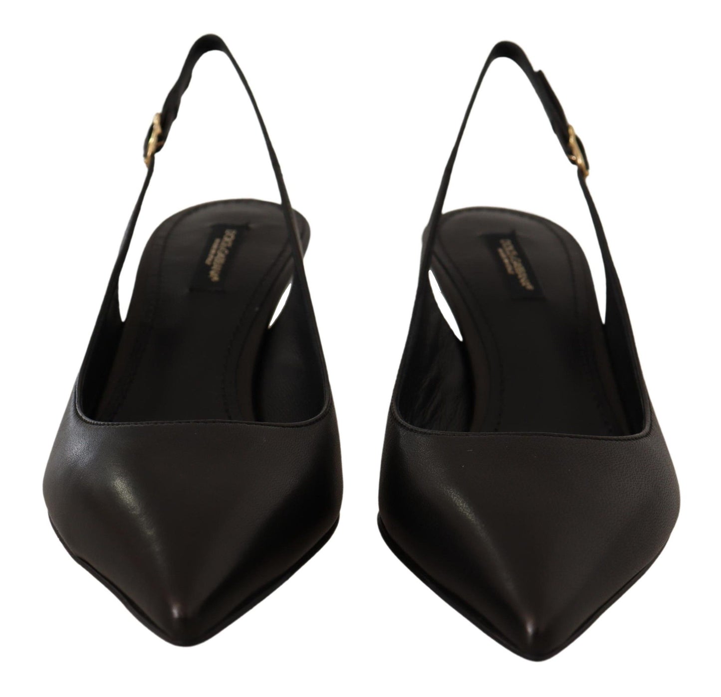 Dolce & Gabbana Schwarze Leder Slingbacks Heels Pumps Schuhe