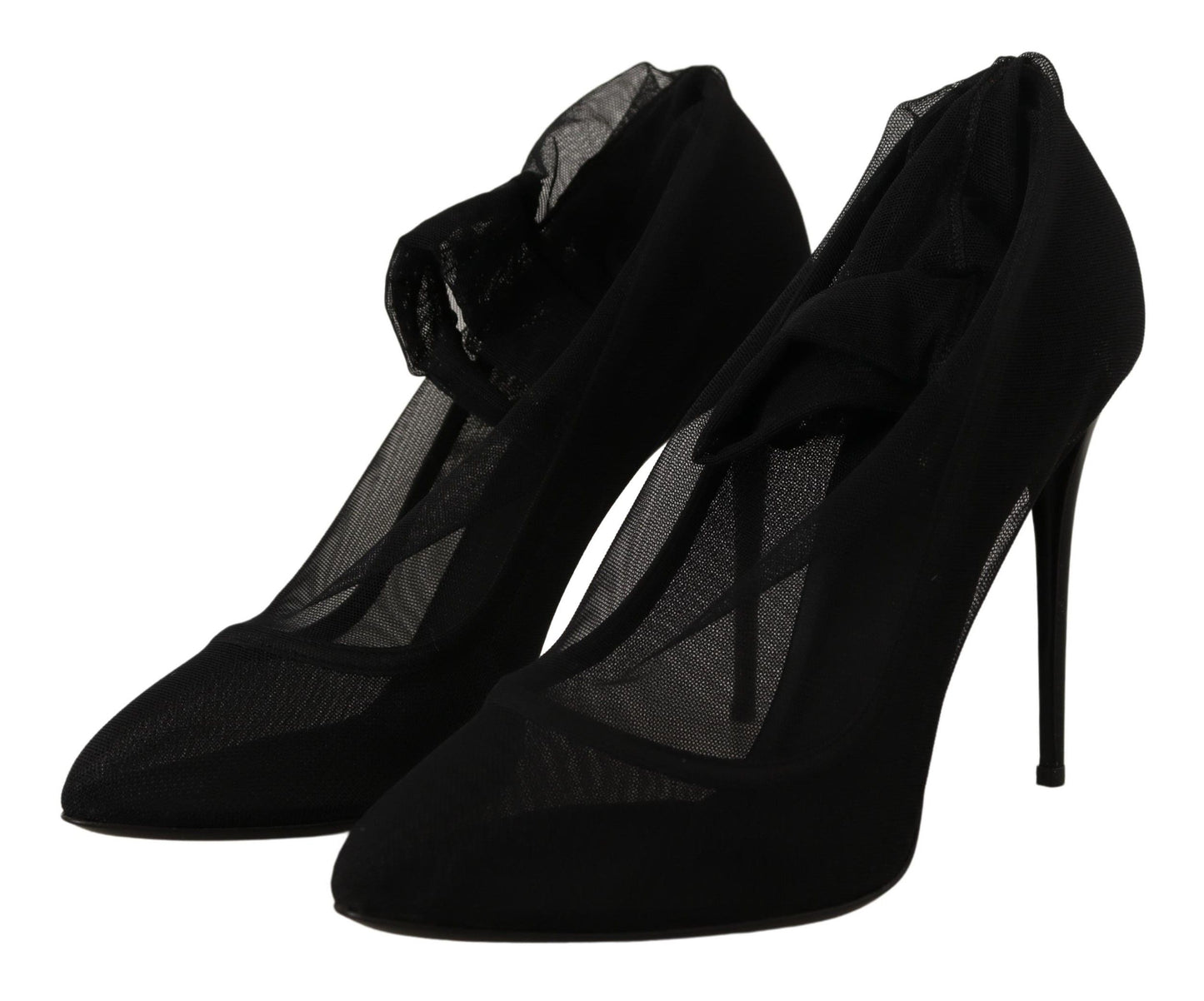 Dolce & Gabbana Schwarze Stretch-Stiefel aus Tüll