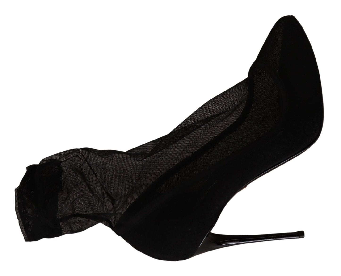 Dolce & Gabbana Schwarze Stretch-Stiefel aus Tüll