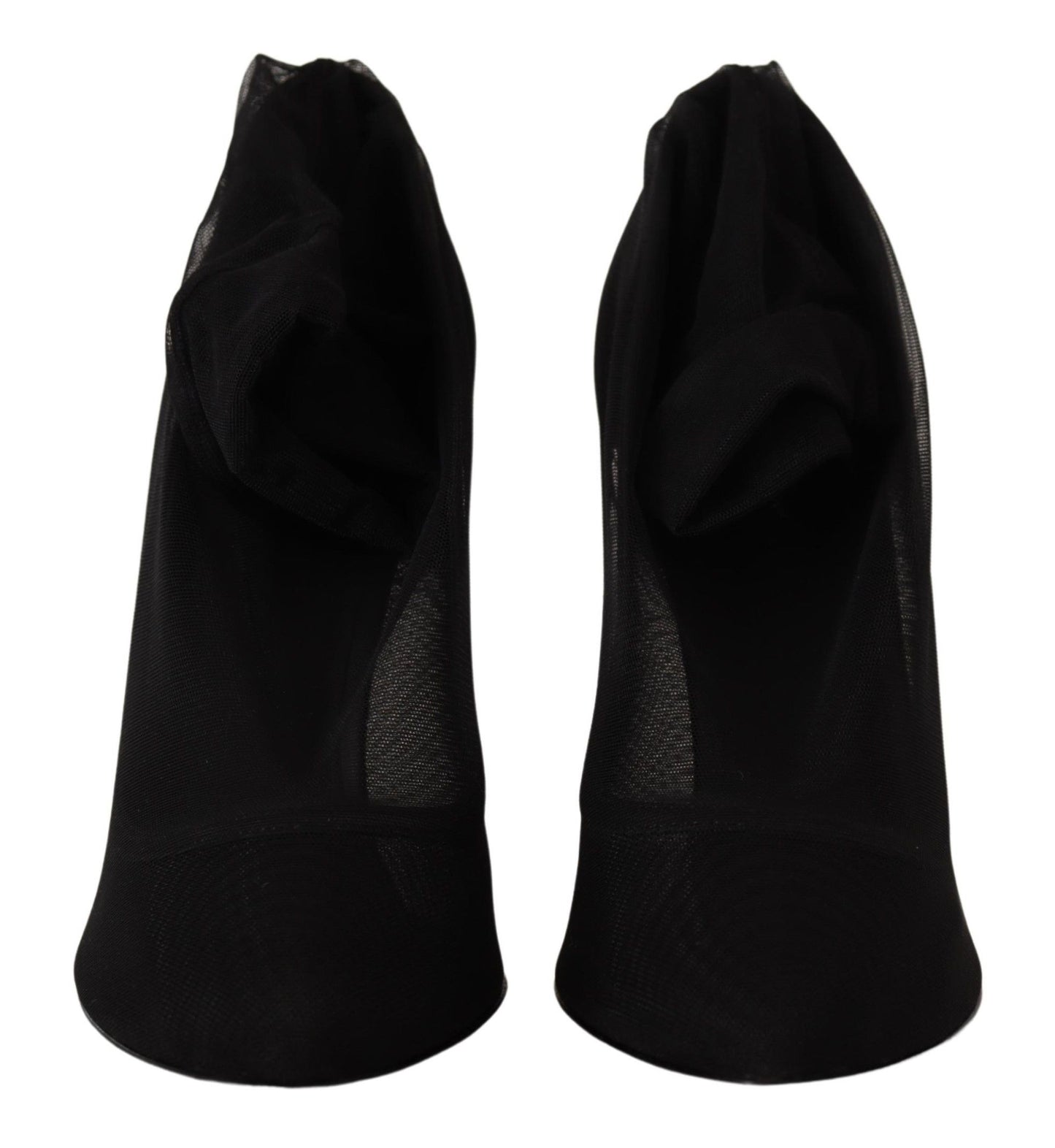Dolce & Gabbana Schwarze Stretch-Stiefel aus Tüll
