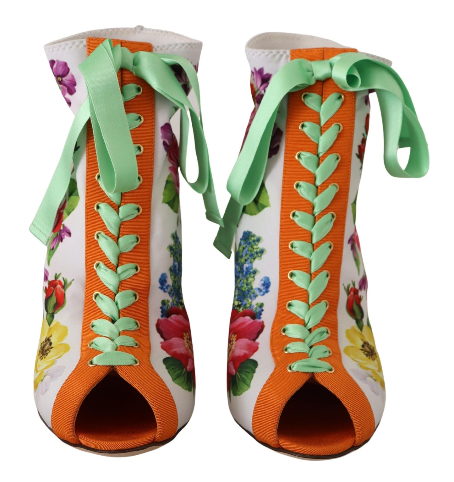 Dolce & Gabbana Weiße Jersey-Stretchstiefel mit offenen Zehen und Absätzen