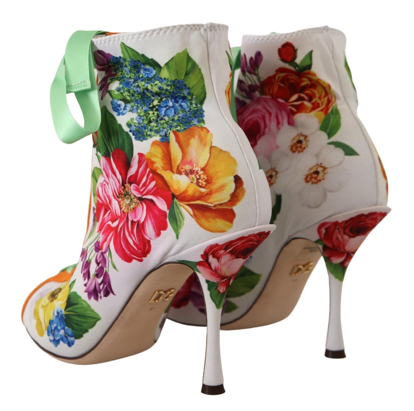 Dolce & Gabbana Weiße Jersey-Stretchstiefel mit offenen Zehen und Absätzen