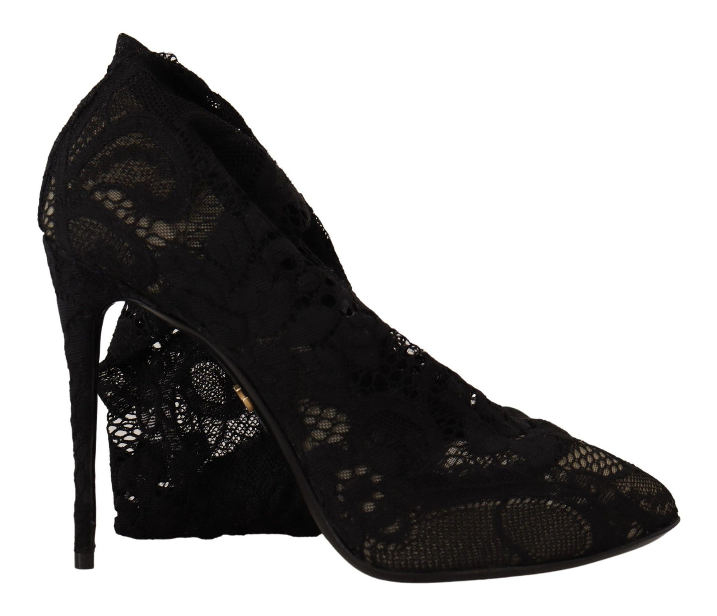 Dolce & Gabbana Schwarze Stretch-Socken Taormina Spitzenstiefel Schuhe