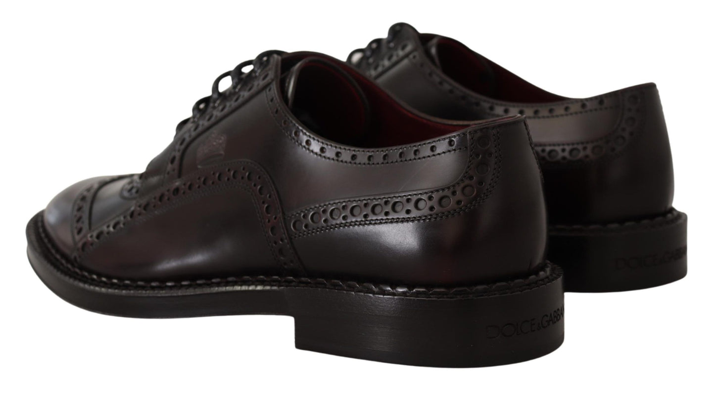 Dolce & Gabbana – Lilafarbene Oxford-Schuhe aus Leder mit Flügelkappe