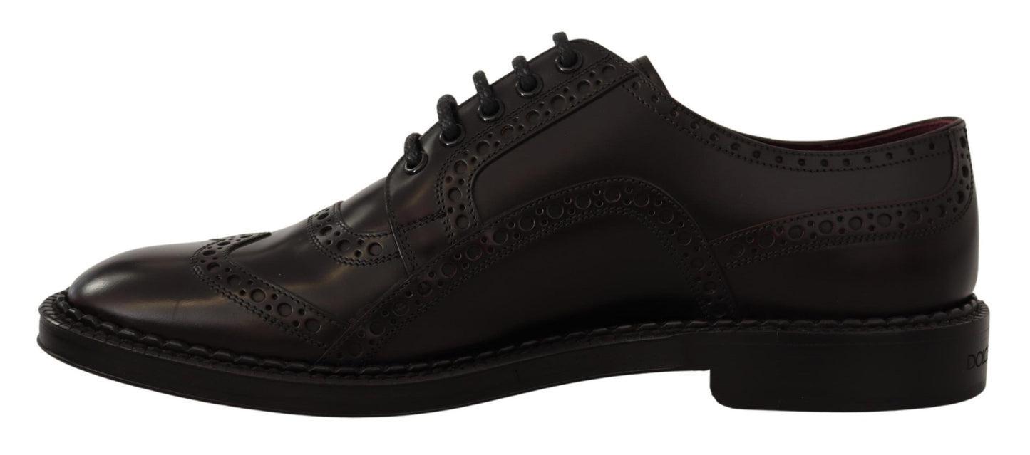 Dolce & Gabbana – Lilafarbene Oxford-Schuhe aus Leder mit Flügelkappe