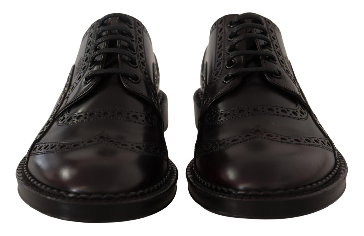 Dolce & Gabbana – Lilafarbene Oxford-Schuhe aus Leder mit Flügelkappe