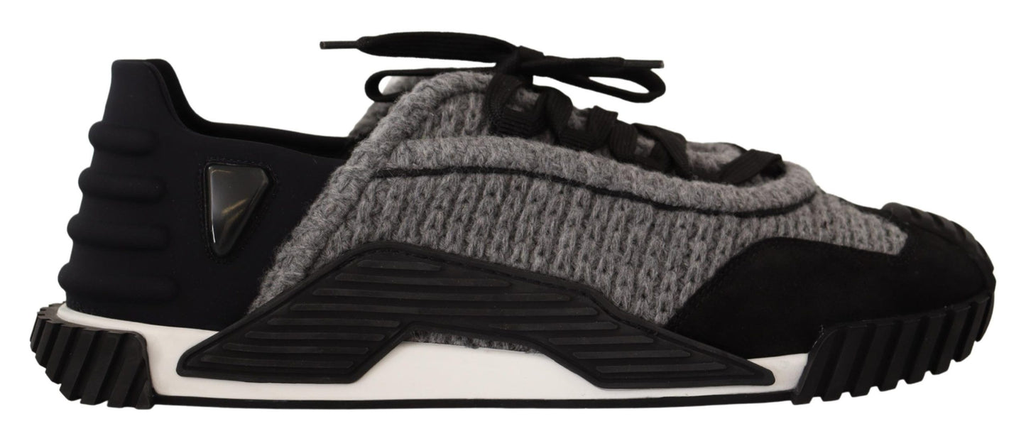 Dolce & Gabbana – NS1 – Sneaker mit Schnürung aus schwarzem und grauem Stoff