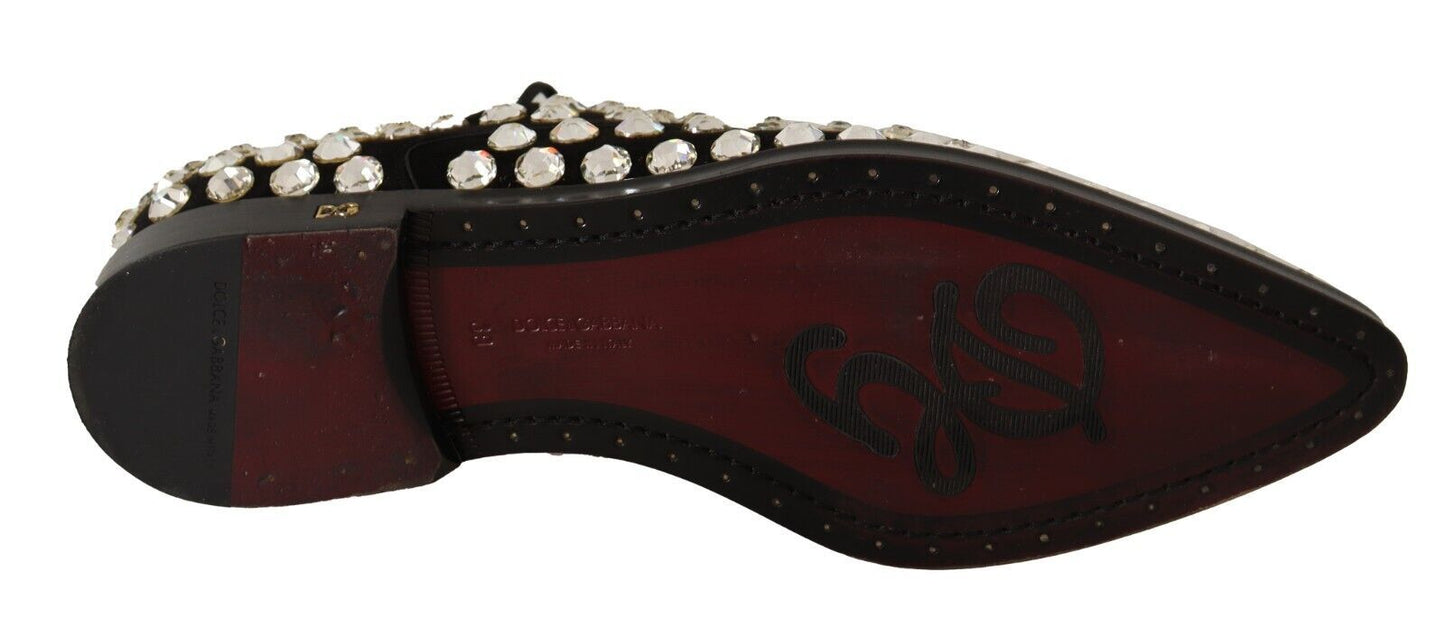 Dolce & Gabbana – Formelle Schnürschuhe aus schwarzem Leder mit Kristallen