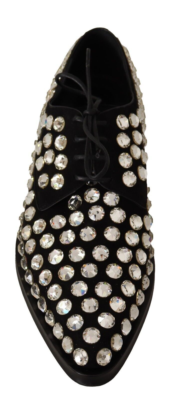 Dolce & Gabbana – Formelle Schnürschuhe aus schwarzem Leder mit Kristallen
