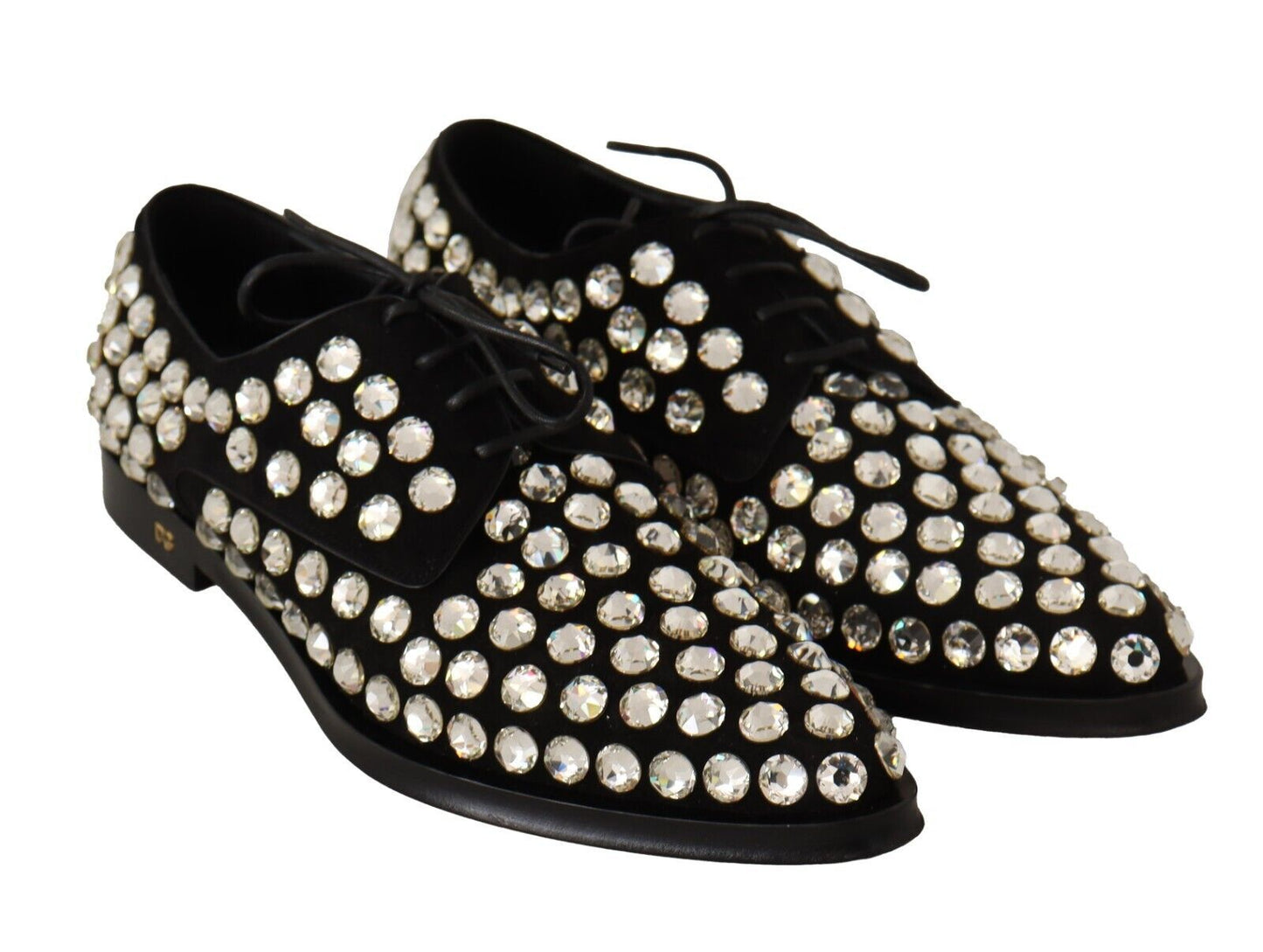 Dolce & Gabbana – Formelle Schnürschuhe aus schwarzem Leder mit Kristallen