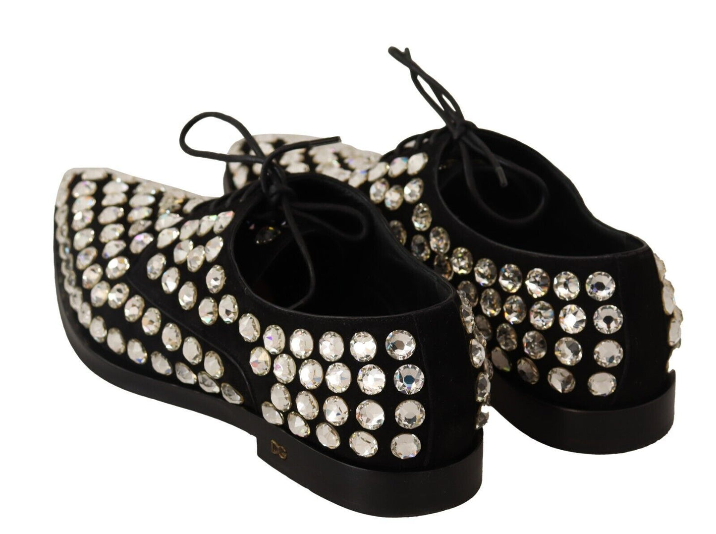 Dolce & Gabbana – Formelle Schnürschuhe aus schwarzem Leder mit Kristallen