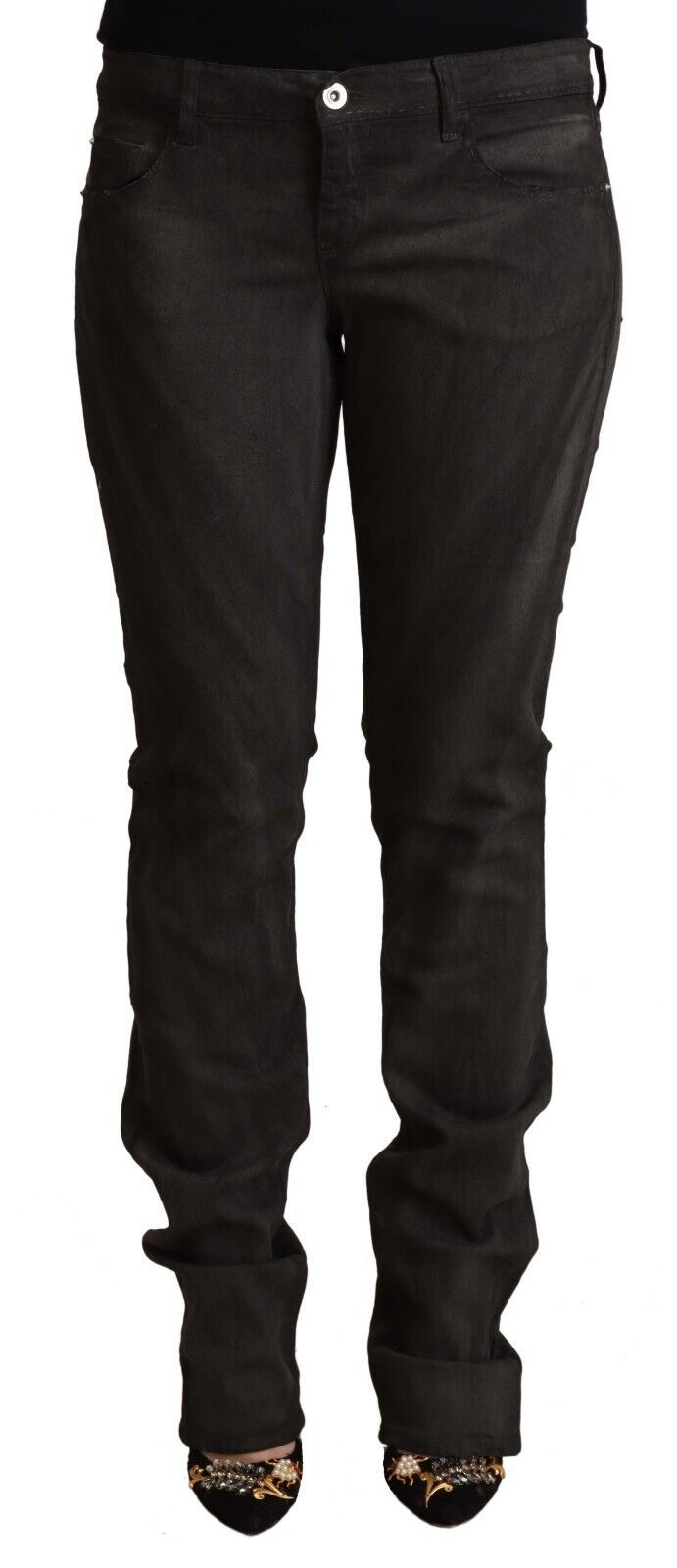 Costume National – Schwarze Skinny-Hose aus Baumwolle mit mittlerer Taille