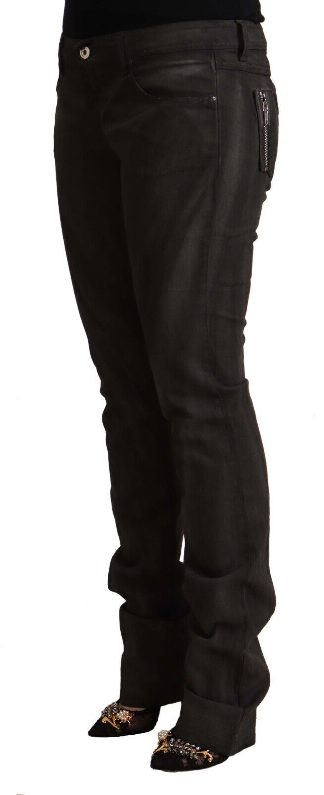 Costume National – Schwarze Skinny-Hose aus Baumwolle mit mittlerer Taille