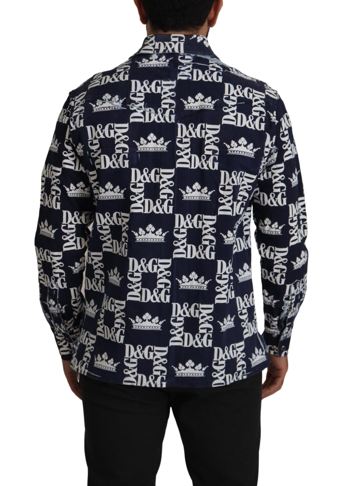 Dolce & Gabbana Freizeithemd aus Stretch-Denim mit Kronenlogo in Blau