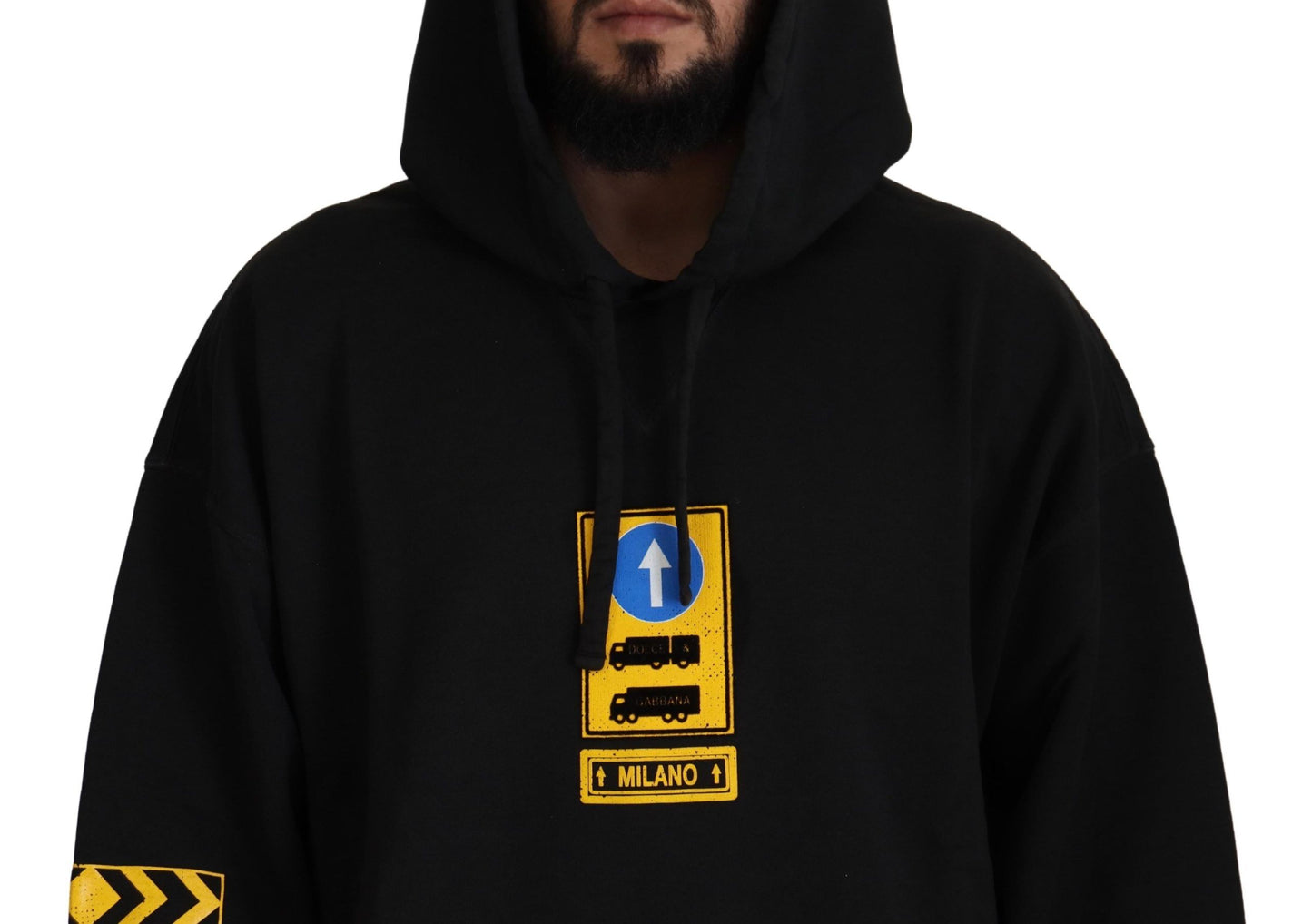 Dolce & Gabbana – Schwarzer DG Shield-Pullover mit Kapuze aus Baumwolle