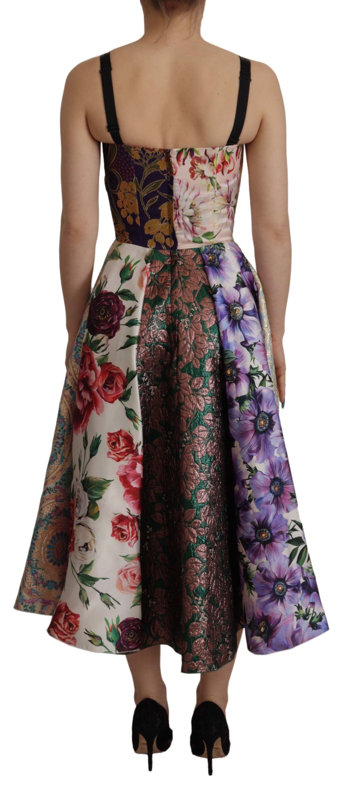 Dolce & Gabbana Midikleid Patchwork Floral Jquard Seide