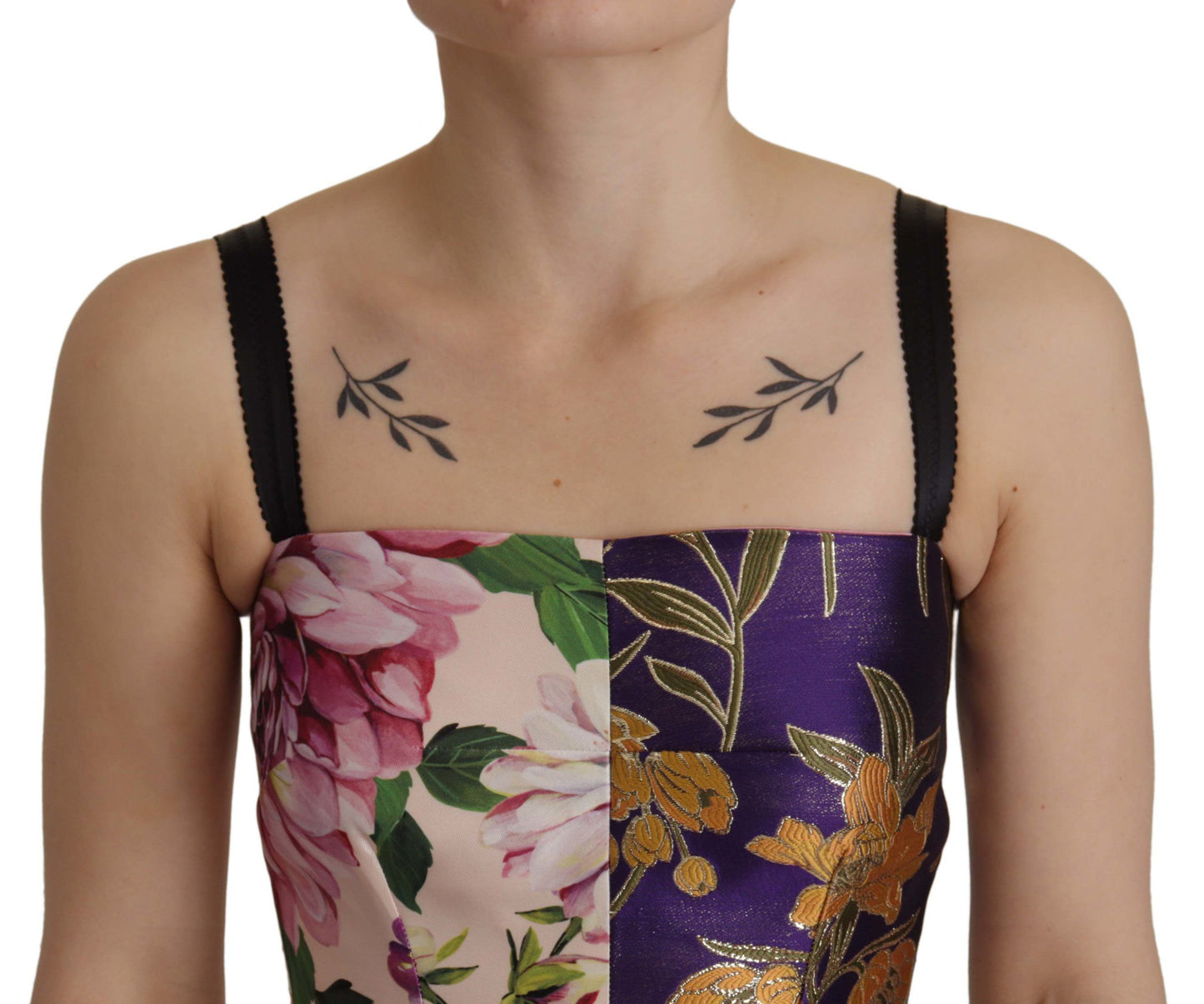 Dolce & Gabbana Midikleid Patchwork Floral Jquard Seide