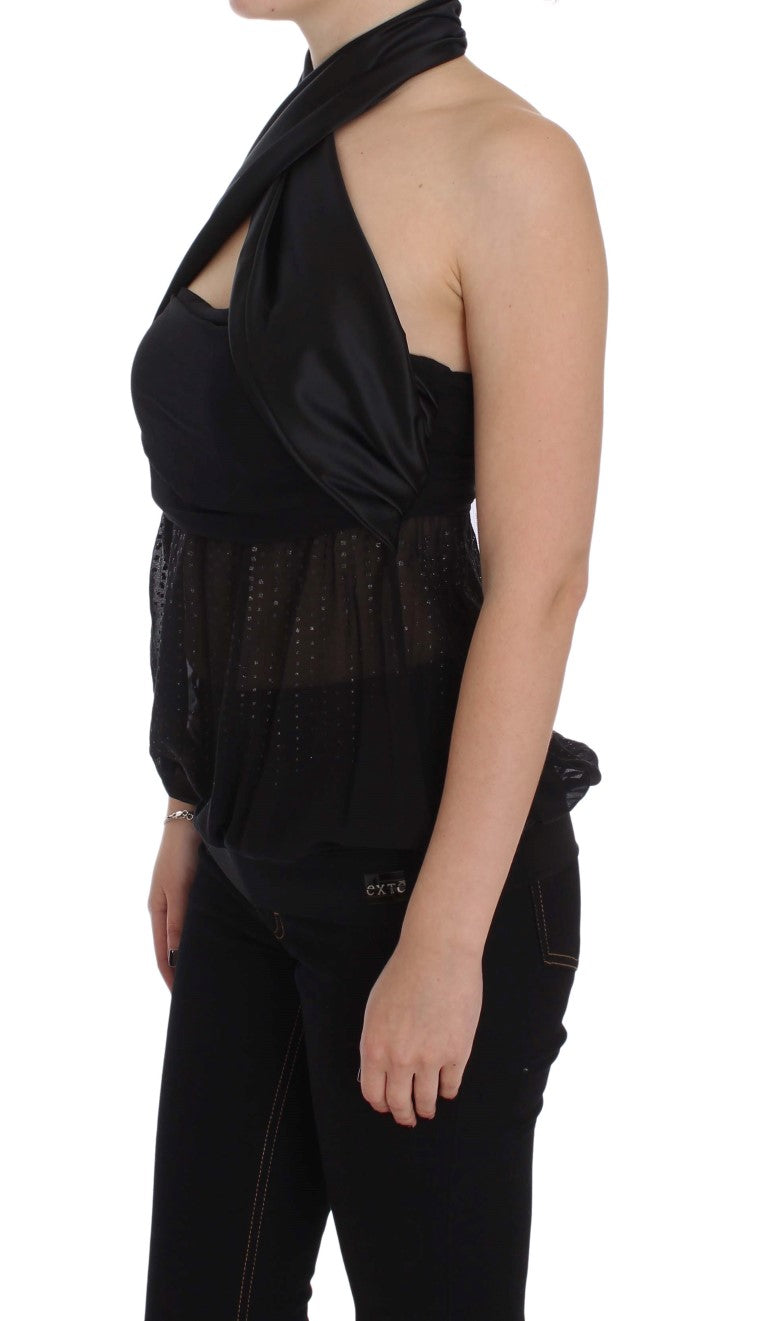 Exte Schwarze Wickelbluse mit Halsausschnitt