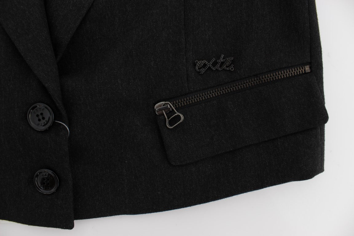 Exte Graue Stretch-Kurzjacke mit Goldnieten