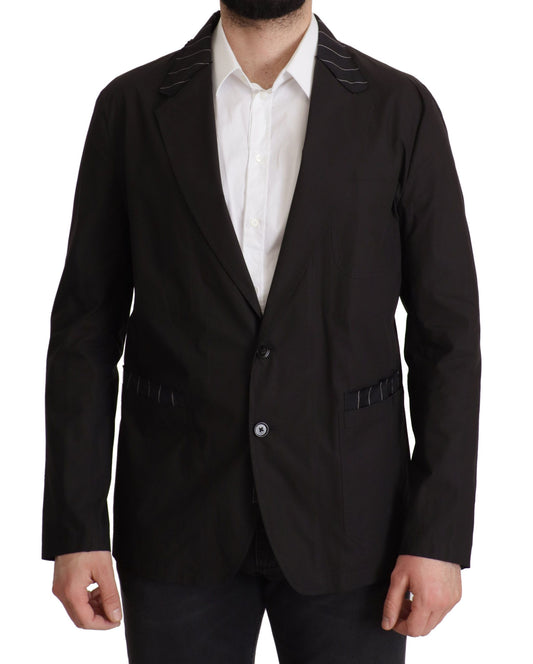 Dolce & Gabbana – Einreihiger Blazer aus schwarzer Baumwolle
