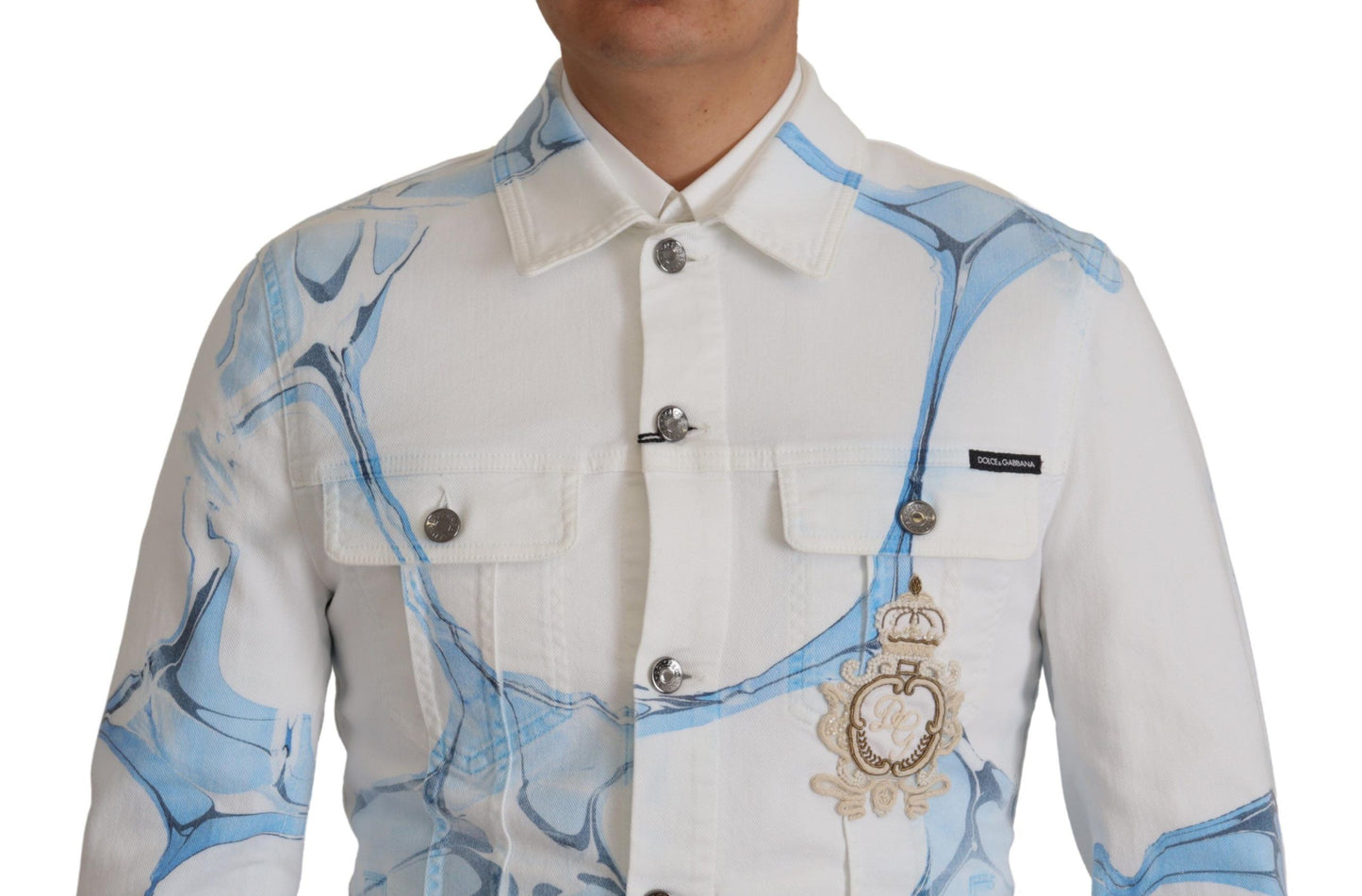 Dolce & Gabbana – Weiße Jeansjacke aus Baumwolle mit Logostickerei