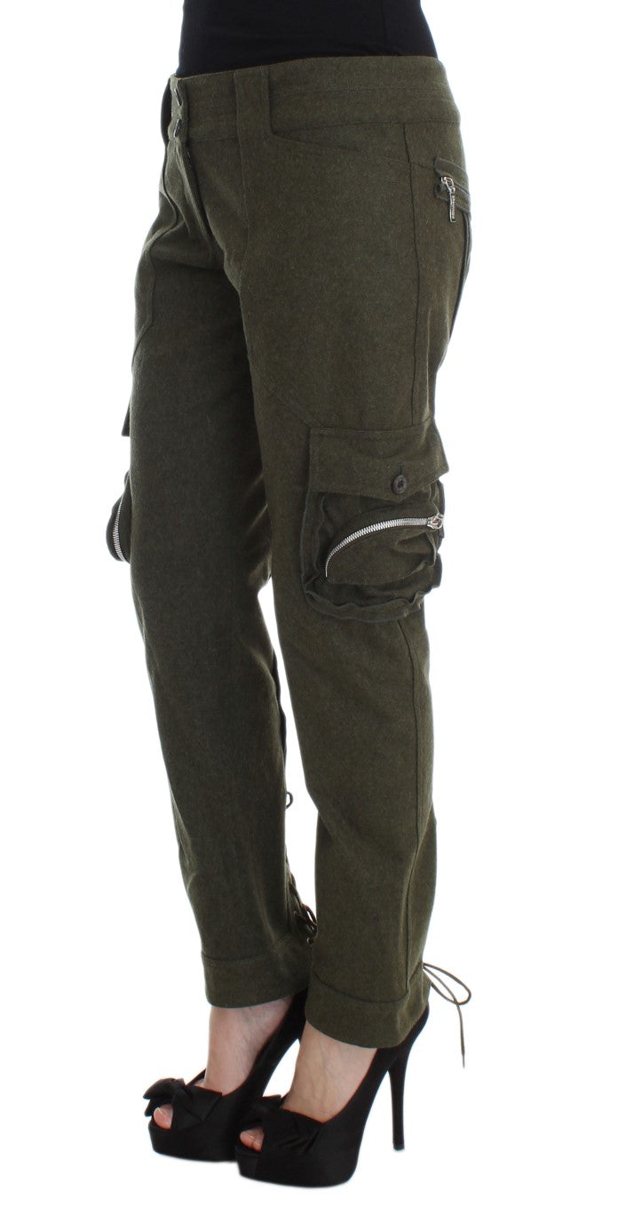 Ermanno Scervino Grüne Wollmischung mit lockerer Passform. Cargohose