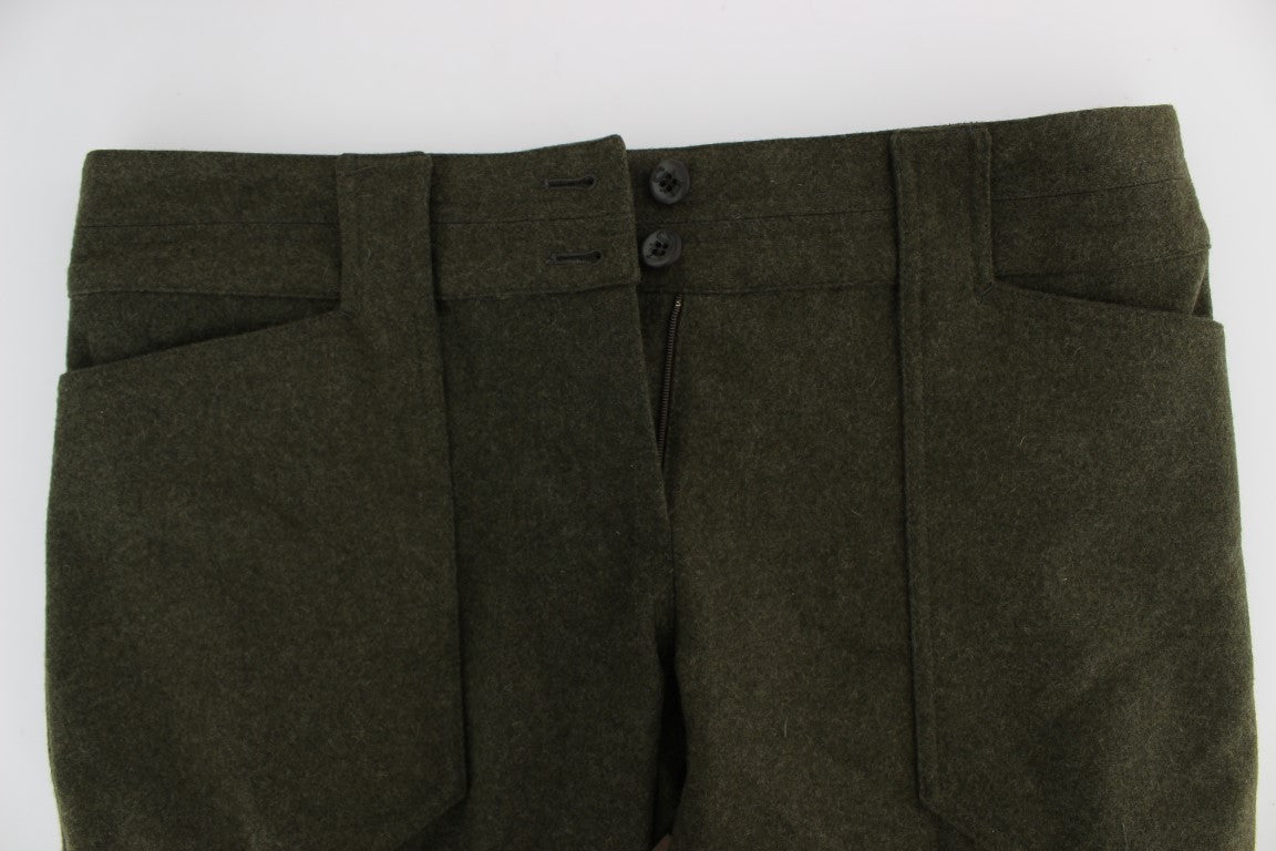 Ermanno Scervino Grüne Wollmischung mit lockerer Passform. Cargohose