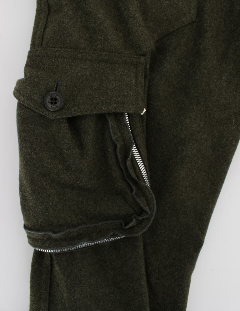 Ermanno Scervino Grüne Wollmischung mit lockerer Passform. Cargohose