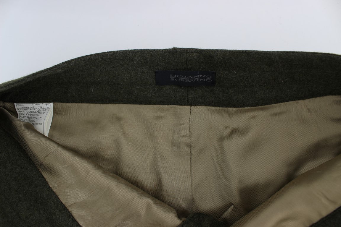 Ermanno Scervino Grüne Wollmischung mit lockerer Passform. Cargohose