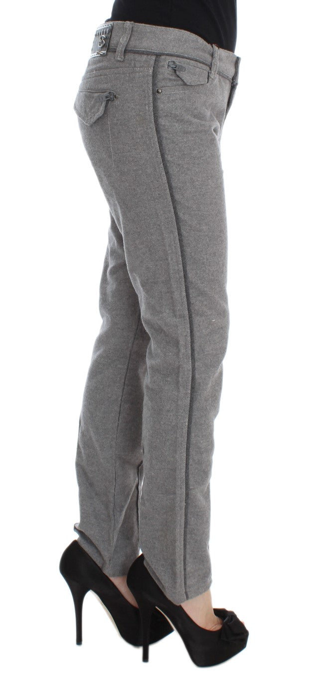 Ermanno Scervino Graue Baumwoll-Freizeithose mit gerader Passform