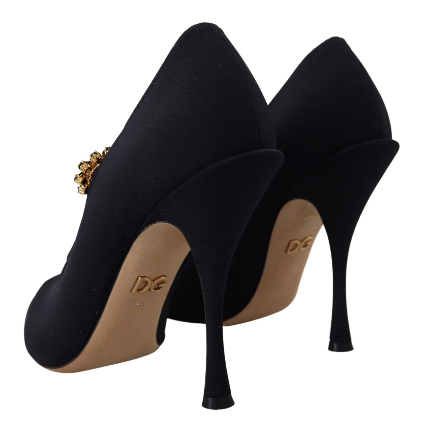 Dolce & Gabbana Schwarze Socken Stretch-Pumps mit Kristallen