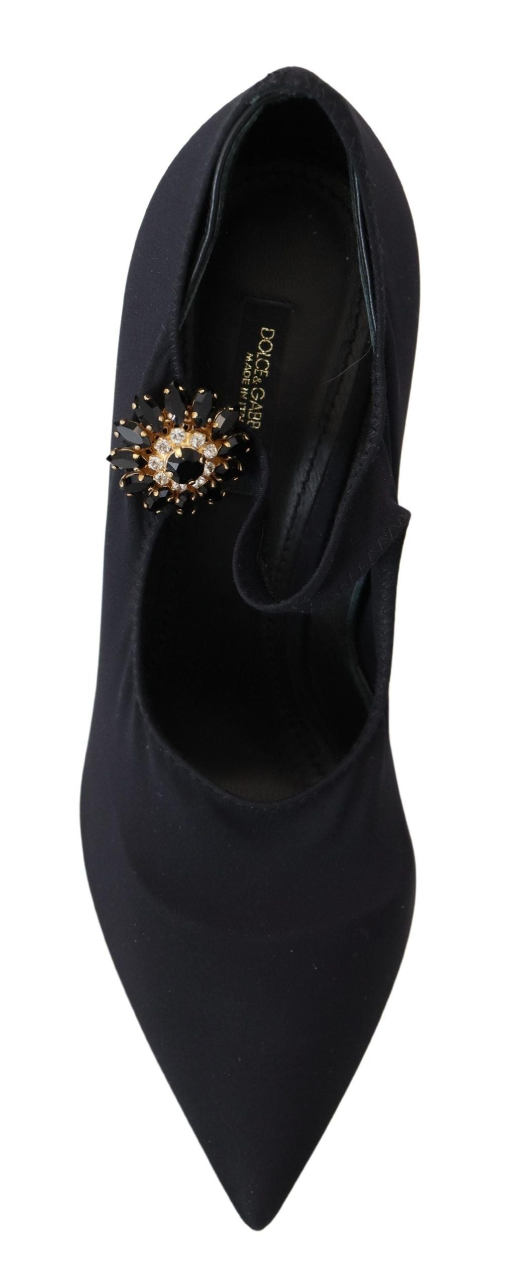Dolce & Gabbana Schwarze Socken Stretch-Pumps mit Kristallen