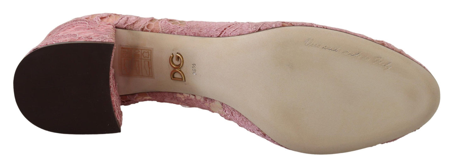 Dolce & Gabbana – Rosa Taormina-Pumps mit Kristallspitze in Pastellfarben