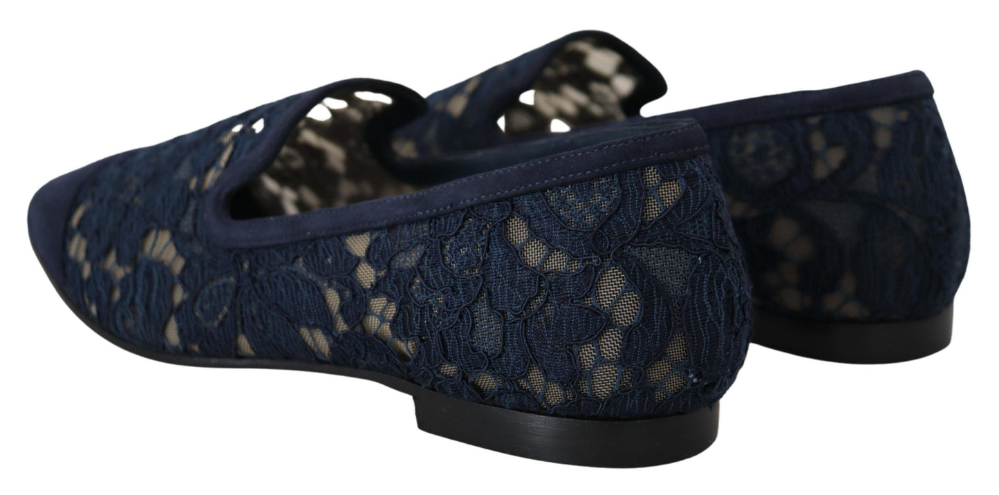 Dolce & Gabbana – Slipper mit Blumenspitze in Blau
