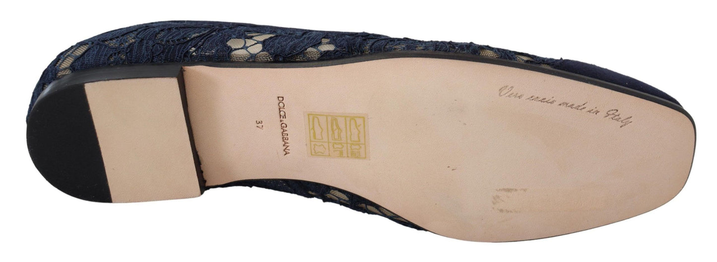 Dolce & Gabbana – Slipper mit Blumenspitze in Blau