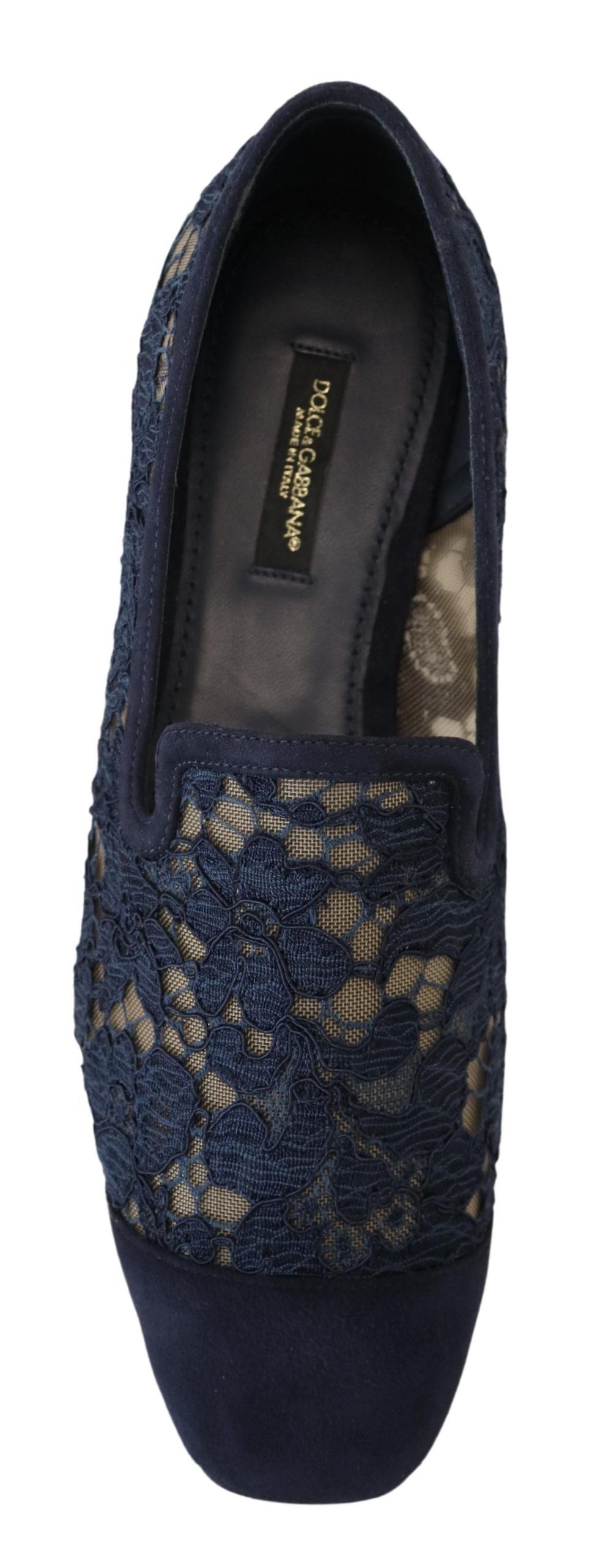 Dolce & Gabbana – Slipper mit Blumenspitze in Blau