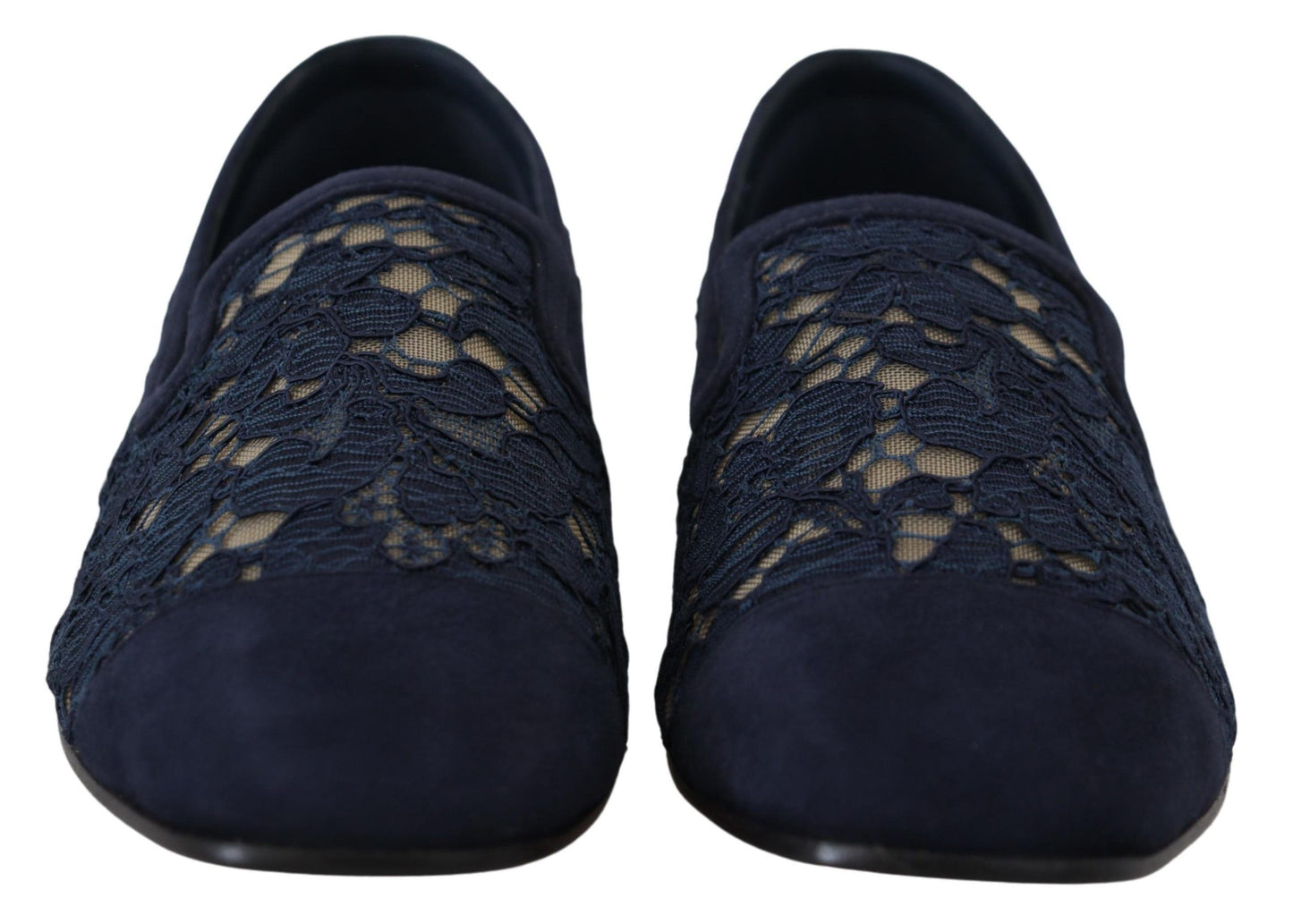 Dolce & Gabbana – Slipper mit Blumenspitze in Blau