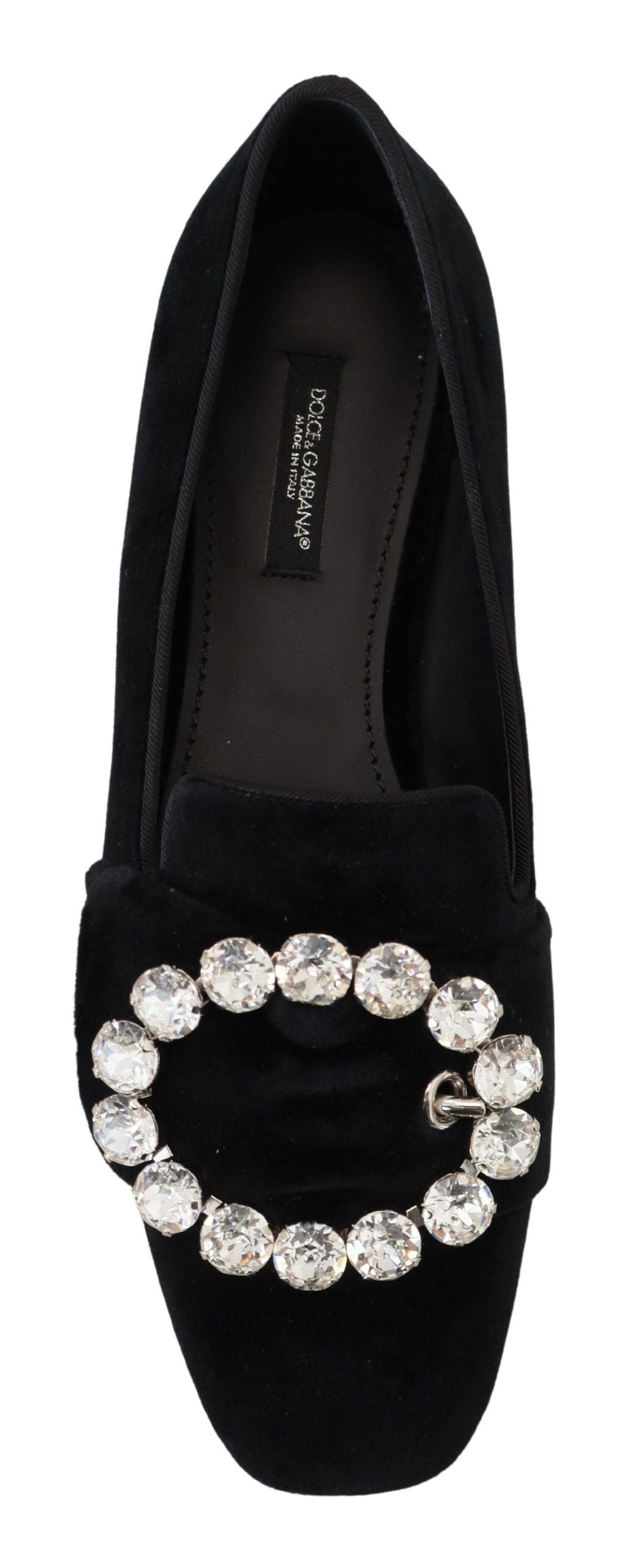 Dolce & Gabbana – Loafer mit Kristallen in Schwarz aus Samt