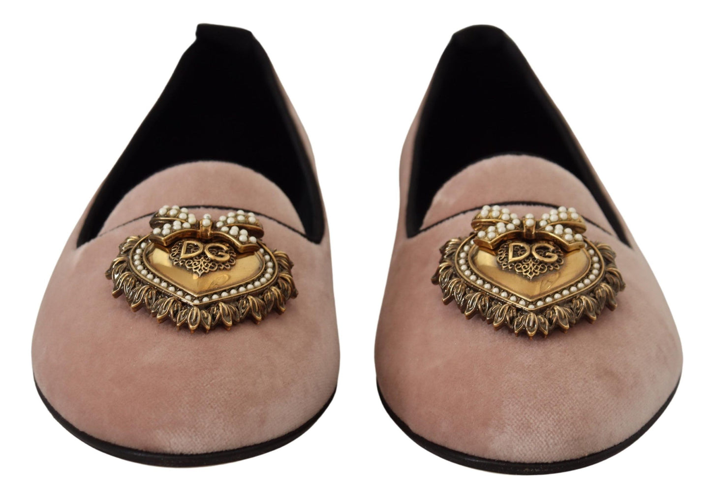 Dolce & Gabbana – Slipper aus rosa Samt, flache Schuhe