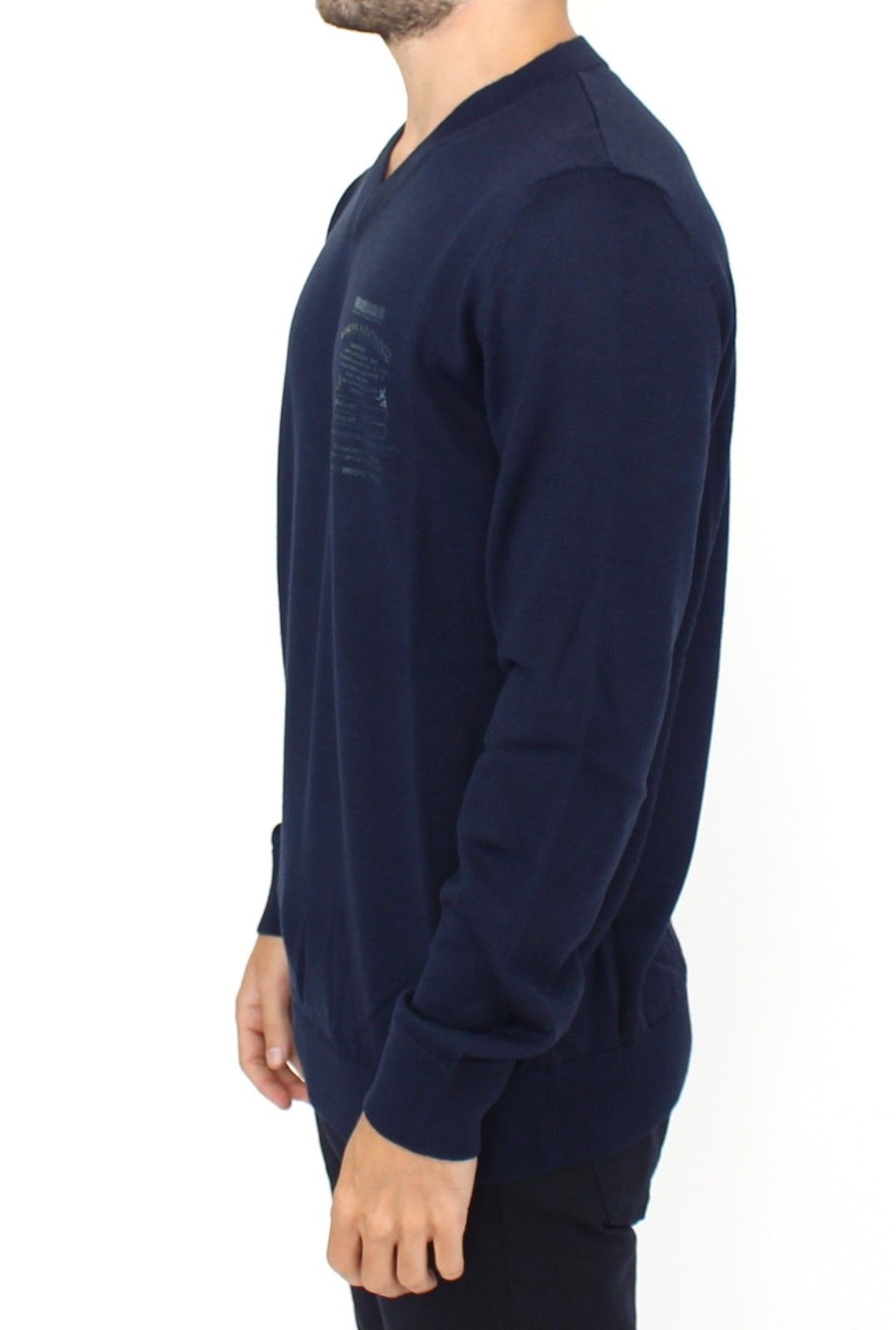 Ermanno Scervino Blauer Pullover aus Wollmischung mit V-Ausschnitt