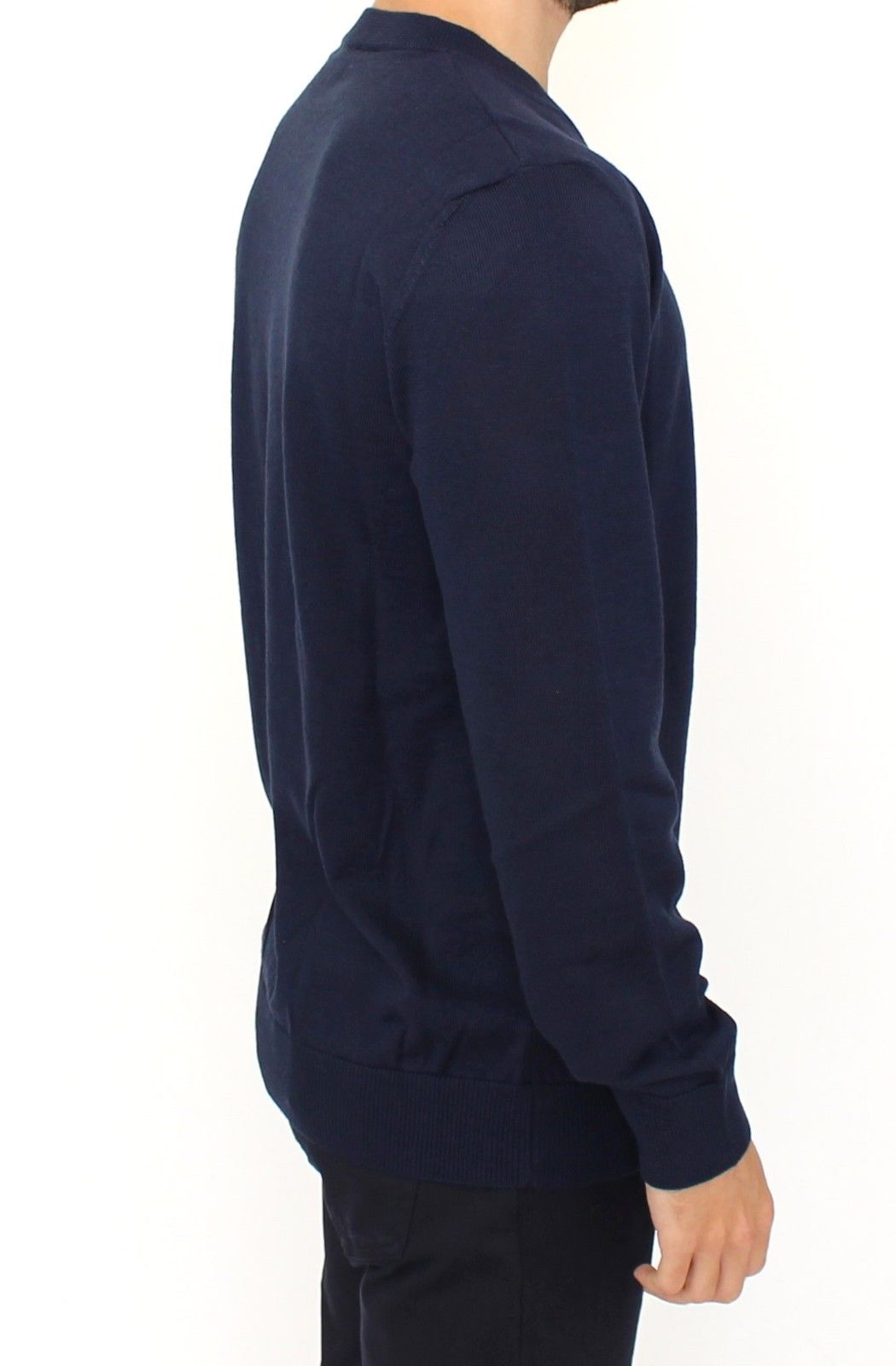 Ermanno Scervino Blauer Pullover aus Wollmischung mit V-Ausschnitt