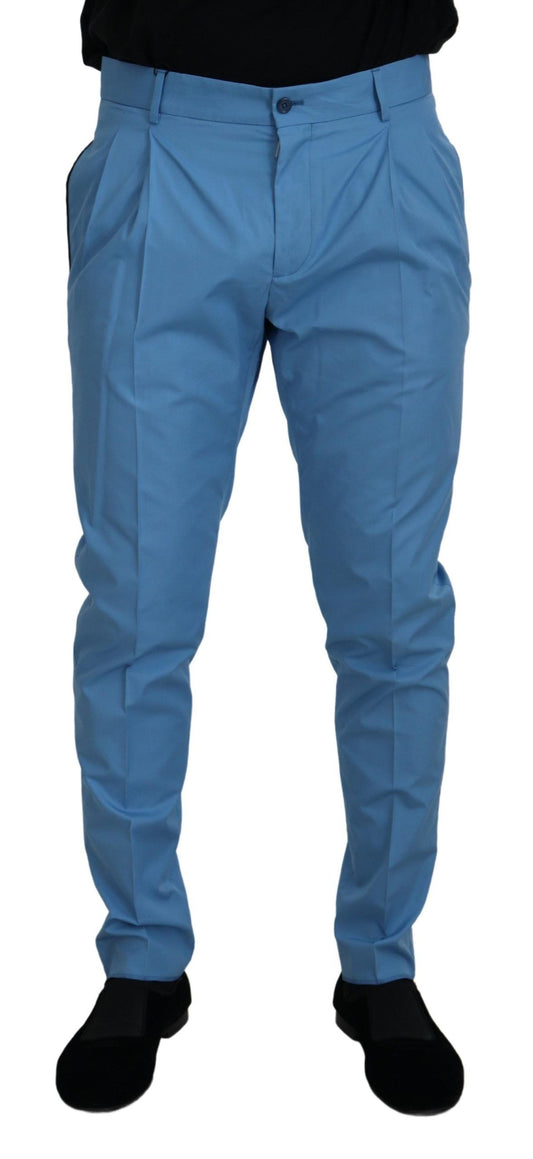 Dolce & Gabbana Blaue Baumwoll-Seidenhose Chinos